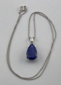 .925 Sterling Silver 7.28ct.. Tanzanite Zoisite Pendant And Necklace W/ GGA C.O.A. ($2,980.00 Retail Value)