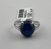 .925 Sterling Silver 8.35ct. Star Sapphire Corundum & 0.11ct. Diamond Ring Size 6-1/2 W/ GGA C.O.A. ($2,470.00. Retail Value) - 4