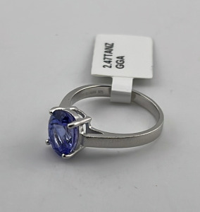 .925 Sterling Silver 2.47ct. Tanzanite Zoisite Ring Size 7 W/ GGA C.O.A. ($3,440.00 Retail Value)