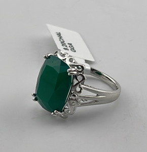 .925 Sterling Silver 9.20ct. Agate Chalcedony Ring Size 7 W/ GGA C.O.A. ($1,730.00 Retail Value)