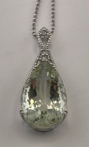 .925 Sterling Silver 44.78ct. Amethyst Quartz & 0.70ct. Diamond Pendant & Necklace W/ GGA C.O.A. ($9,040.00 Retail Value)