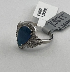.925 Sterling Silver 1.35ct. Australia Opal & 0.25 Dia. Diamond Ring Size 5-1/2 ($125.00 Retail Value)