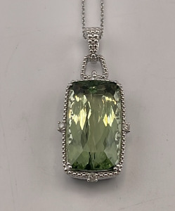 .925 Sterling Silver 25.19ct. Amethyst Quartz & 0.22ct. Diamond Pendant & Necklace W/ GGA C.O.A. ($3,640.00 Retail Value)