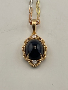 Gold Overlay .925 Sterling Silver 10.48ct. Star Sapphire Corundum & 0.11ct. Diamond Pendant & Necklace W/ GGA C.O.A. ($2,670.00 Retail Value)