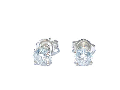 14k. White Gold 1.97ct. Diamond Stud Earrings W/ AIGL C.O.A. ( $15,437.00 Retail Value)