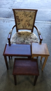 (3) Endtables, Padded Chair