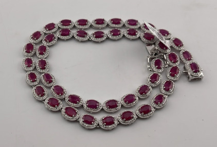Platinum 25.59ct. Ruby & 3.69ct. Diamond Necklace W/ AIGL C.O.A. ($65,347.00 Retail Value)