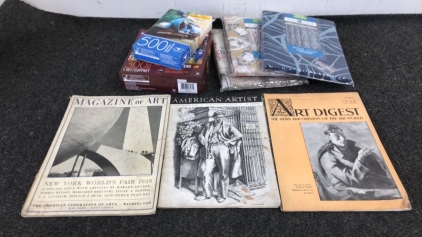 (3) Vintage Magazines, (3) Shower Curtains, (2) Puzzles