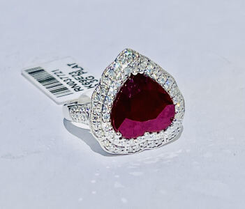 Platinum 6.08ct. Ruby & 0.76ct. Diamond Ring, Size 6 W/ AIGL C.O.A. ( $24,120.00 Retail Value)