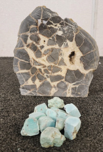 Septarian Stone And A Bag of Rough Turquoise (Approx. 100grams)
