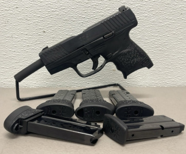 Walther PPS Model 9mm Caliber, Semi Automatic Pistol In Original Hard Case W/ (4) Extra Magazines & Carbon Fiber Holster