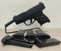Walther PPS Model 9mm Caliber, Semi Automatic Pistol In Original Hard Case W/ (4) Extra Magazines & Carbon Fiber Holster