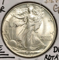 1947 MS68 Rare Mint Error Walking Liberty Half Dollar - 3
