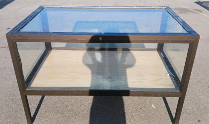 (1) Metal Frame Glass Enclosure w/ Wood Bottom