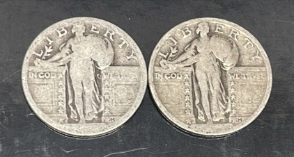 (2) Standing Liberty Silver Quarter Dollars (Unknown Dates)