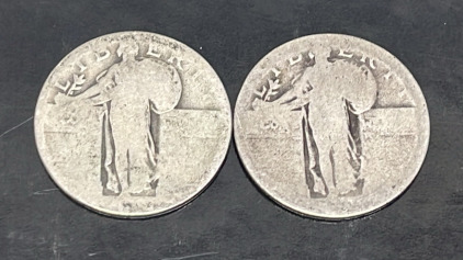 (2) Standing Liberty Silver Quarter Dollars (Unknown Dates)