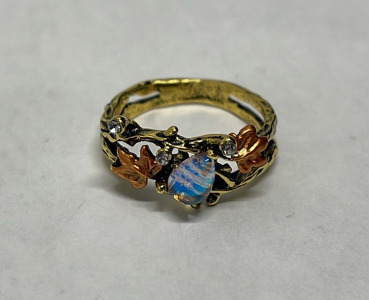 Gold Toned Clear Gemstone Ladies Ring