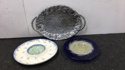 Antique Plate, Round Chip & Dip Stoneware, Lenox Serving Tray