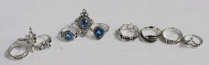 (10) Silver Tone Rings - Sizes 4 to 5&frac14;
