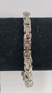 (1) Men's Polished Silver-Tone Link Bracelet