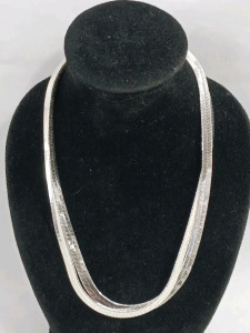 (1) 925 Chain Necklace - Flat Herringbone Chain - 22"