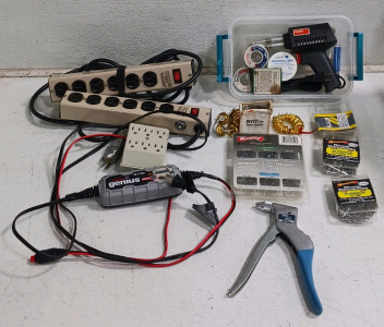 (7) Tool Essentials - (1) Weller Model 7200 Soldering Gun (1) Richline Pro 400 Rivet Gun (1) NOCO Genius G1100 Battery Charger (2) Power Strips (2) Assorted Rivet Sets (1) Mini RoughNeck Tote