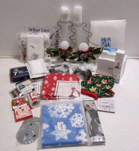 Amazon Box of (2) Christmas Tree Light-Up Lawn Ornaments, Christmas DooMase Size Small Pet Sweater, (2) Bags of Purse Hangers, & More!!!