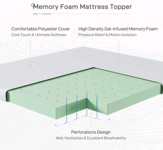 (1) Novilla 4" King Memory Foam Mattress Topper - Medium Firm - Gel Infused