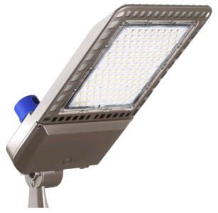 (1) YXL LED Parking Lot Light, 300W / 480V LED Shoebox Light W/ Dusk to Dawn Photocell,42,000LM 5000K Daylight Arm Mount, IP65 Waterproofing