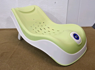 (1) Baby Bath Support W/Smart Temperature Sensing Technology, Soft and Supportive Design, Compatible with Most Baby Tubs, Anti Slip Bottom, Easily Foldable, Green