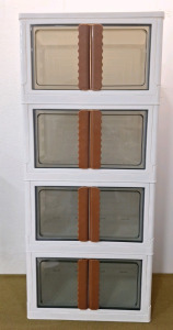(1) ZHIAI, 4-Piece Storage Bin Set W/ (1) Lid, Stackable, Each Bin Is 18"L x 11"W x 11"T
