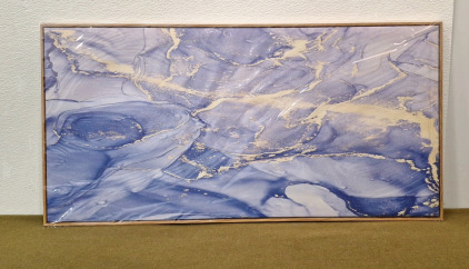 (1) Framed, Canvas Wall Art Print , Purple Abstract, 20" x 40"