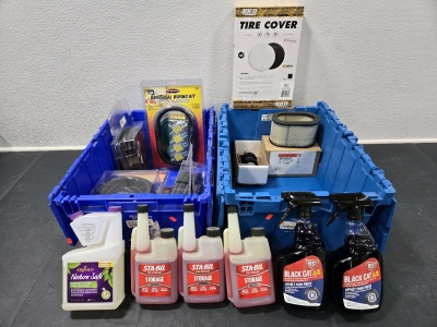 Assorted BRAND NEW RV Parts: Universal Wiring Kit, (4) Tow Ready Wire Kits, Tire Cover, (3) Sta-Bil Fuel Stabilizer, (2) Black Cat Tire Shine Dressing, & More!