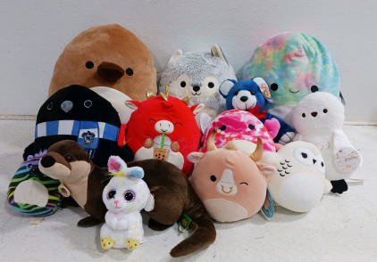 (13) Assorted Plush Toy Collection - Squishmallows & More!