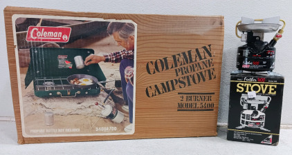 (2) Seemingly NEW! Coleman Camp Stoves - (1) Model 5400 (1) Feather 400
