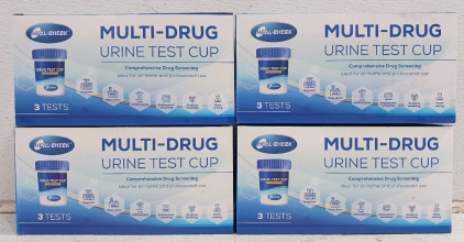 (4) Heal-Check Multi-Drug Urine Test Cup Boxes - 3 Tests Each