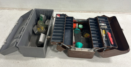 (2) Vintage Tackle Boxes w/ Assorted Fishing Gear