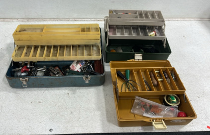 (3) Vintage Tackle Boxes w/ Fishing Supplies