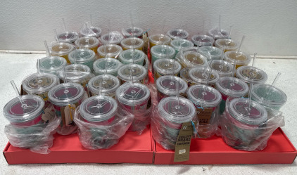(40) Brand New! Full Circle Power Exchange Empowering Woman Plastic Cups With Lid And Straw- Made In Peru