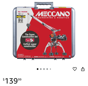 MECCANO, Super Construction 25-in-1 Motorized Building Set, STEAM Education Toy, 638 Parts.