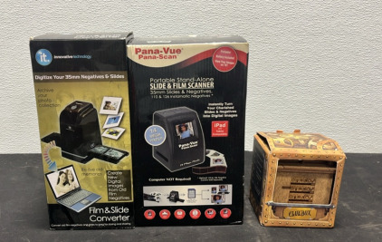 (1) Film & Slide Converter (1) Portable Stand Alone Slide & Film Scanner (1) Puzzle Box