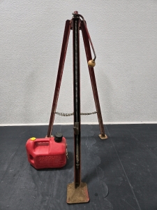 Vintage Tripod Bumper Jack - 36" & 1 Gallon Fuel Tank