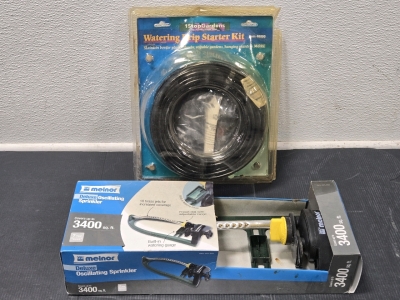 *New* Watering Drip Starter Kit, *New* Melnor Deluxe Oscillating Sprinkler