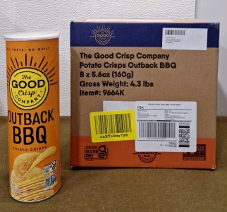 (1) Box Of (8) 5.6-Oz Cans Of The Good Crisp Company's Outback BBQ Potato Crisps, Best Buy Date 09/09/25