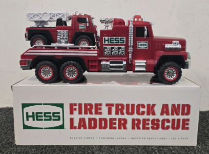 Hess Firetruck And Ladder Rescue Model Truck- Working Lights And Sirens