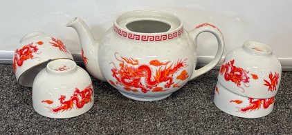 Vintage Red Dragon Tea Party Set