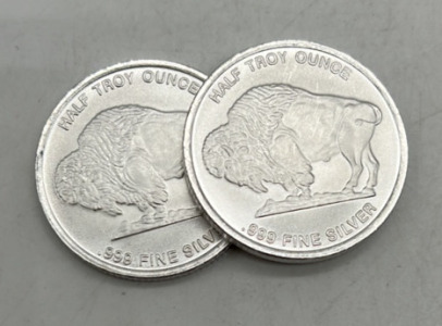 (2) 1/2 Troy Ounces Fine Silver Liberty Coins