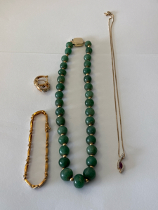 Jade Necklace With Gold Jewelry