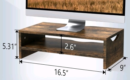 2 Tier Monitor Stand- Rustic Brown. New In Box