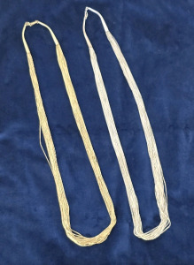 (2) Liquid Strand Necklaces- (1) 30 Strand Brass Tone, (1) 30 Strand Silver Tone